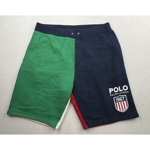 Polo Ralph Lauren Sweat Shorts Mens Sz L Color block Crest Logo Fleece 1967